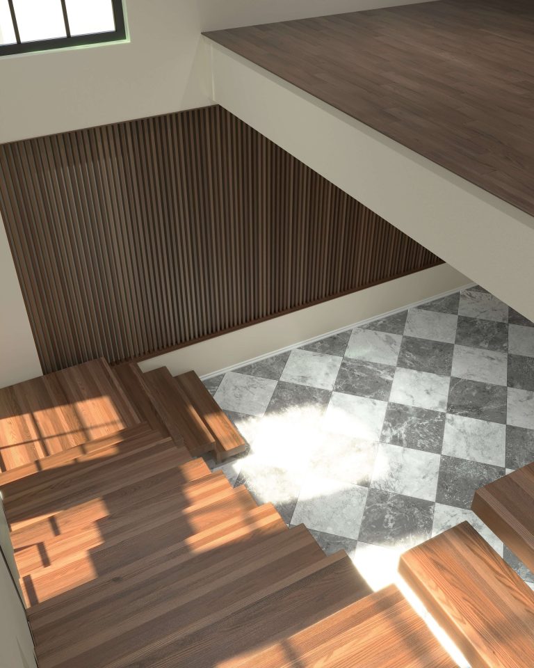 residential U-Shaped stairs from HDI in a home with a tile floor