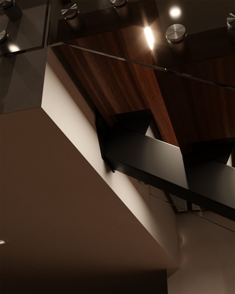 Half landing support for residential staircase.